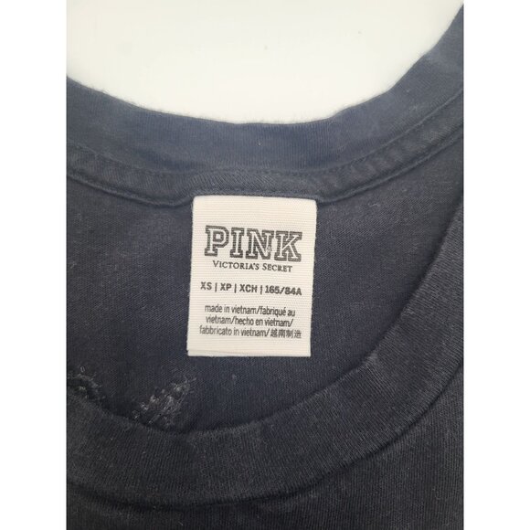 VS PINK Tank Top Womens XS Black Sleeveless Muscle Bling Logo y2k style Beach - Picture 7 of 7